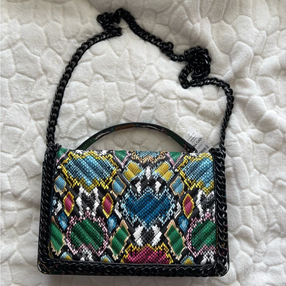 🔥LOW STAR🔥Aldo Multicolor Quilted Shoulder Bag with Chain Strap 🔥STELLA VIBES - Picture 13 of 15